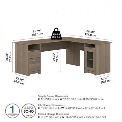 Cabot 72W L Shaped Computer Desk with Storage by Bush Furniture