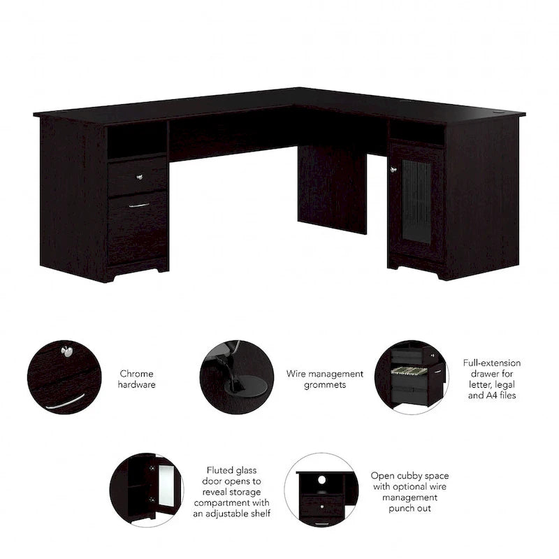 Cabot 72W L Shaped Computer Desk with Storage by Bush Furniture