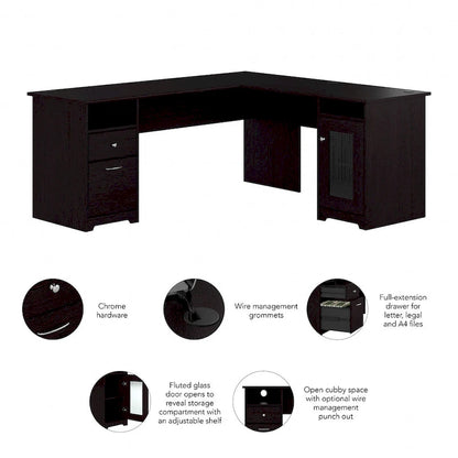 Cabot 72W L Shaped Computer Desk with Storage by Bush Furniture