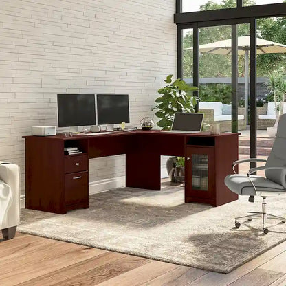 Cabot 72W L Shaped Computer Desk with Storage by Bush Furniture