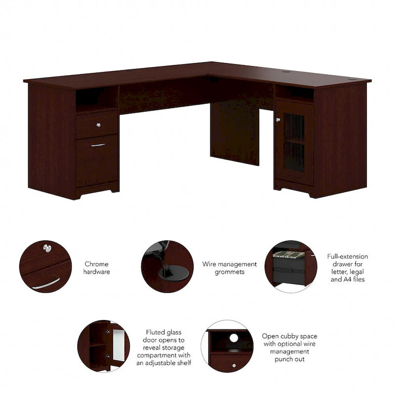 Cabot 72W L Shaped Computer Desk with Storage by Bush Furniture