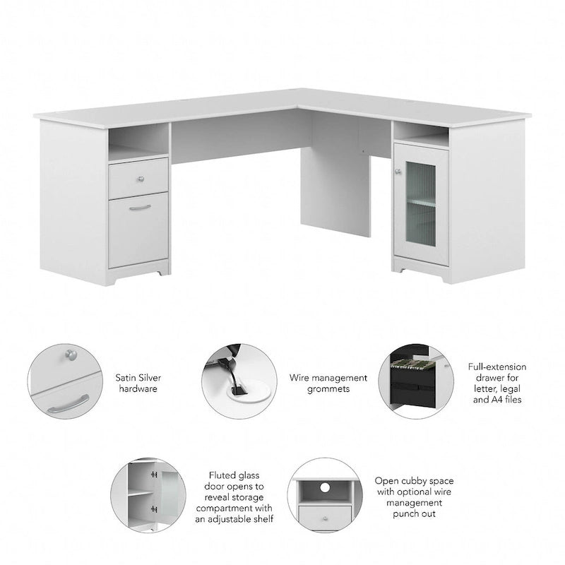 Cabot 72W L Shaped Computer Desk with Storage by Bush Furniture