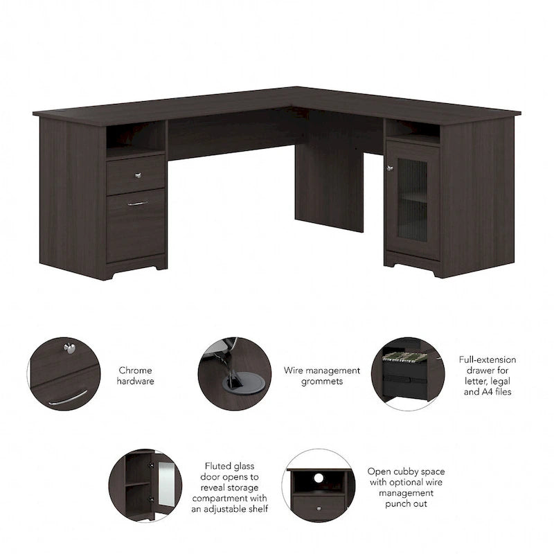 Cabot 72W L Shaped Computer Desk with Storage by Bush Furniture