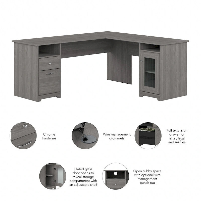 Cabot 72W L Shaped Computer Desk with Storage by Bush Furniture
