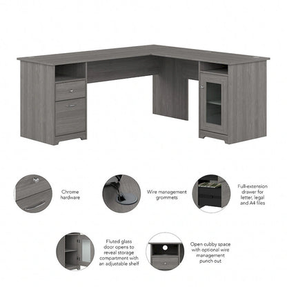 Cabot 72W L Shaped Computer Desk with Storage by Bush Furniture