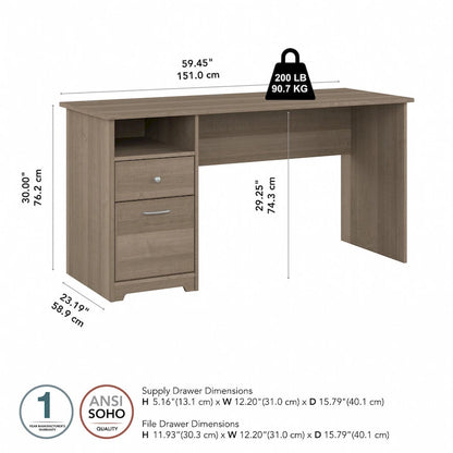 Bush Furniture Cabot 60W Computer Desk with Drawers and Storage