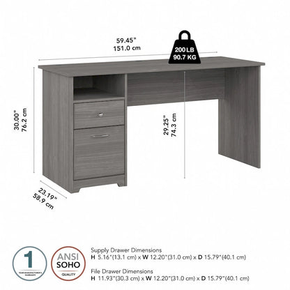 Bush Furniture Cabot 60W Computer Desk with Drawers and Storage