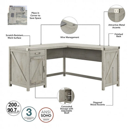 Knoxville 60W L-Desk with File Cabinet and Bookcase by Bush Furniture