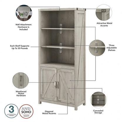 Knoxville 60W L-Desk with File Cabinet and Bookcase by Bush Furniture