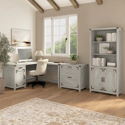 Knoxville 60W L-Desk with File Cabinet and Bookcase by Bush Furniture