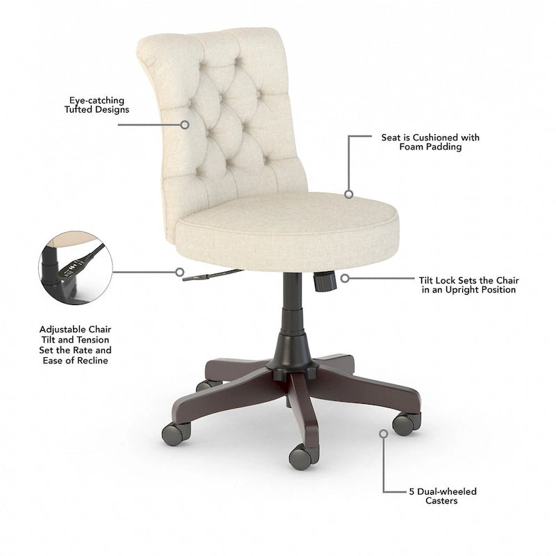 Salinas Mid Back Tufted Office Chair by Bush Furniture