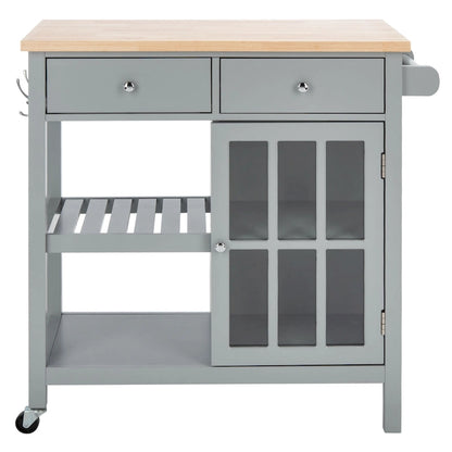 SAFAVIEH Fawn 1-Door 2-Drawer 2-Shelf Kitchen Cart - 33.5 W x 16.9 L x 35 H - 33Wx17Dx35H