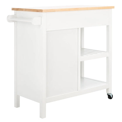 SAFAVIEH Fawn 1-Door 2-Drawer 2-Shelf Kitchen Cart - 33.5 W x 16.9 L x 35 H - 33Wx17Dx35H