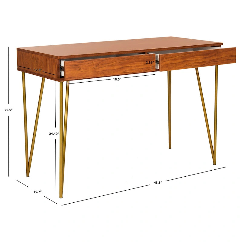 SAFAVIEH Pine Natural 2-drawer Desk