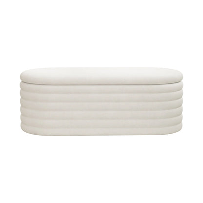 Storage Chenille Ottoman Bench Upholstered Fabric Storage Bench End of Bed Stool with Safety Hinge