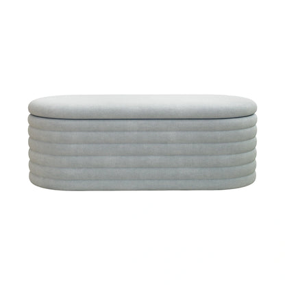 Storage Chenille Ottoman Bench Upholstered Fabric Storage Bench End of Bed Stool with Safety Hinge