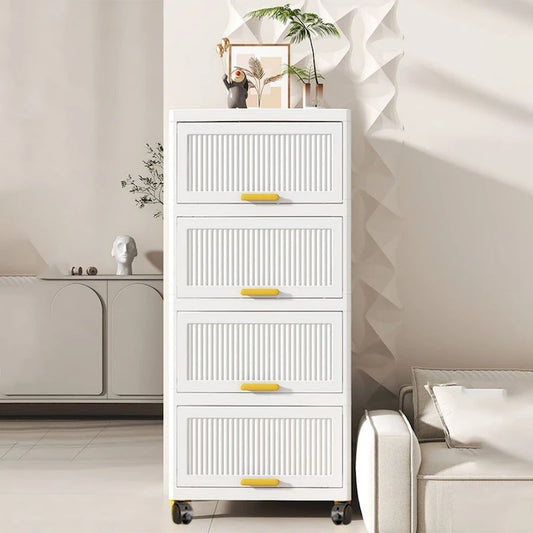 Kitchen Carts, Flip Open Storage Box With Wheels, Movable Storage Cabinet, Kitchen Shelf, Movable Storage Box-White