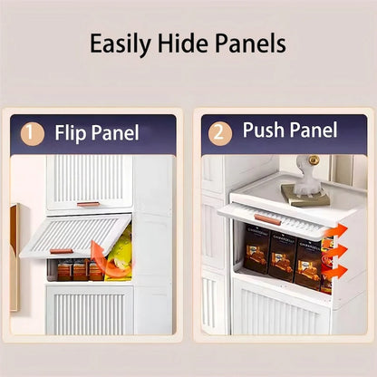 Kitchen Carts, Flip Open Storage Box With Wheels, Movable Storage Cabinet, Kitchen Shelf, Movable Storage Box-White
