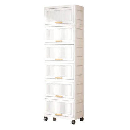 Kitchen Carts, Flip Open Storage Box With Wheels, Movable Storage Cabinet, Kitchen Shelf, Movable Storage Box-White