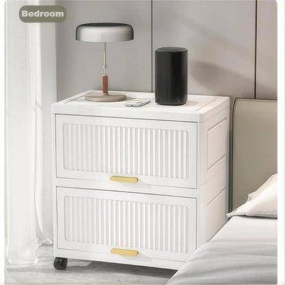 Kitchen Carts, Flip Open Storage Box With Wheels, Movable Storage Cabinet, Kitchen Shelf, Movable Storage Box-White
