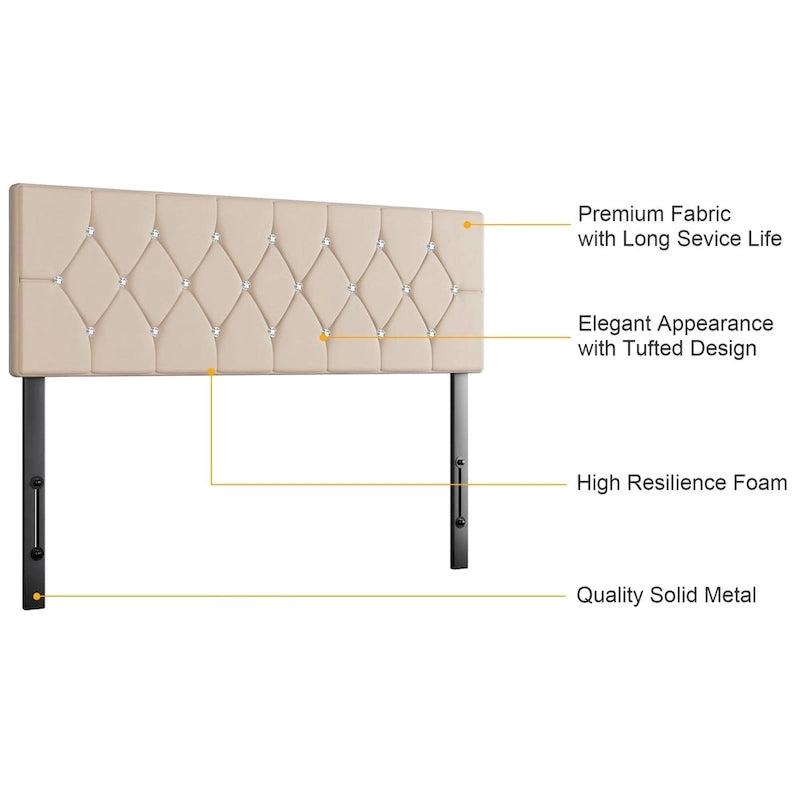 Upholstered Headboard, Diamond Tufted Adjustable Headboard from 39.8  to 49.8 , Queen Headboard/ King Headboard