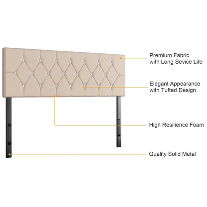 Upholstered Headboard, Diamond Tufted Adjustable Headboard from 39.8  to 49.8 , Queen Headboard/ King Headboard