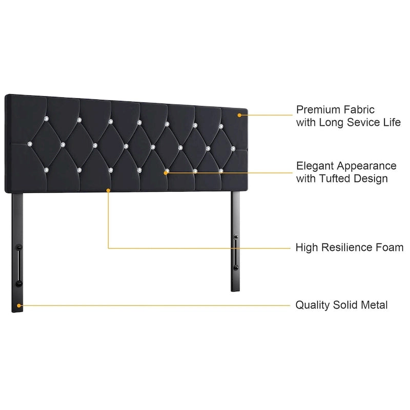 Upholstered Headboard, Diamond Tufted Adjustable Headboard from 39.8  to 49.8 , Queen Headboard/ King Headboard