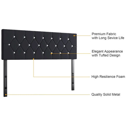 Upholstered Headboard, Diamond Tufted Adjustable Headboard from 39.8  to 49.8 , Queen Headboard/ King Headboard