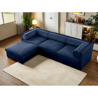 Chenille Upholstered L-Shaped Modular Sectional Sofa with Storage Seat, DIY Combination