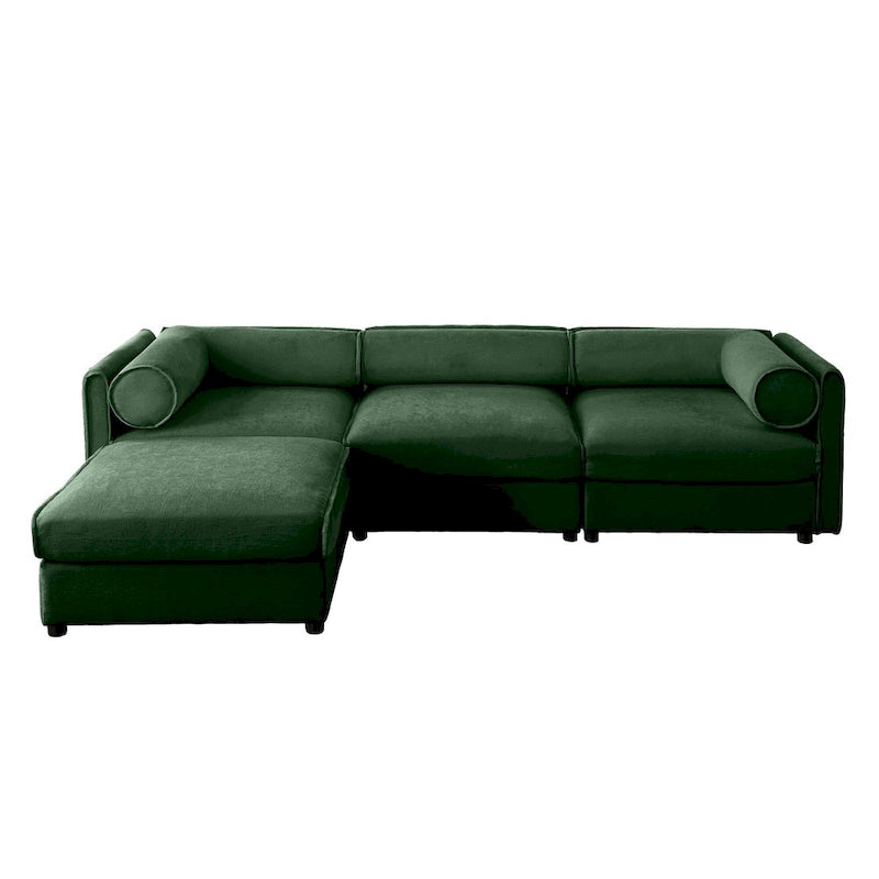 Chenille Upholstered L-Shaped Modular Sectional Sofa with Storage Seat, DIY Combination