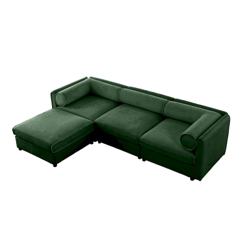 Chenille Upholstered L-Shaped Modular Sectional Sofa with Storage Seat, DIY Combination
