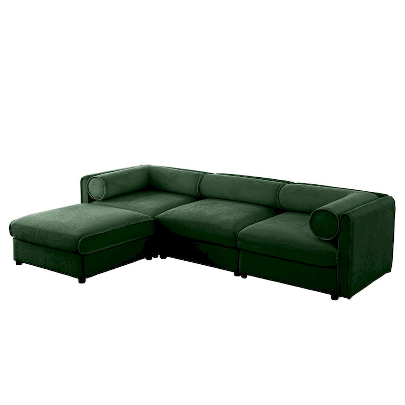 Chenille Upholstered L-Shaped Modular Sectional Sofa with Storage Seat, DIY Combination