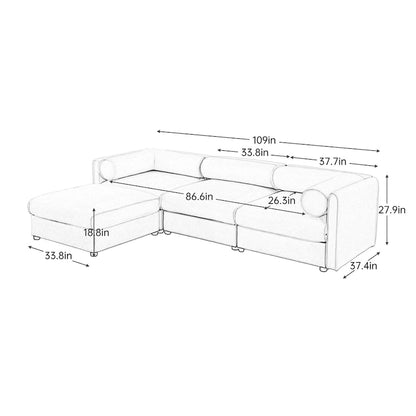 Chenille Upholstered L-Shaped Modular Sectional Sofa with Storage Seat, DIY Combination