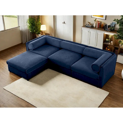 Chenille Upholstered L-Shaped Modular Sectional Sofa with Storage Seat, DIY Combination