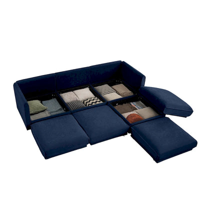 Chenille Upholstered L-Shaped Modular Sectional Sofa with Storage Seat, DIY Combination