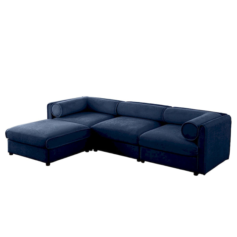 Chenille Upholstered L-Shaped Modular Sectional Sofa with Storage Seat, DIY Combination