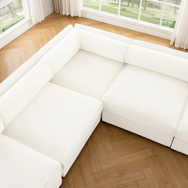 Chenille Upholstered L-Shaped Modular Sectional Sofa with Storage Seat, DIY Combination