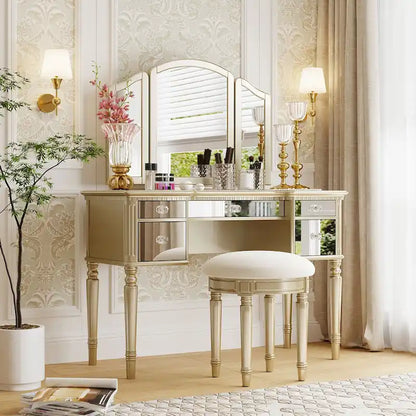 Laro Wood Vanity Set with Mirror by GDFStudio