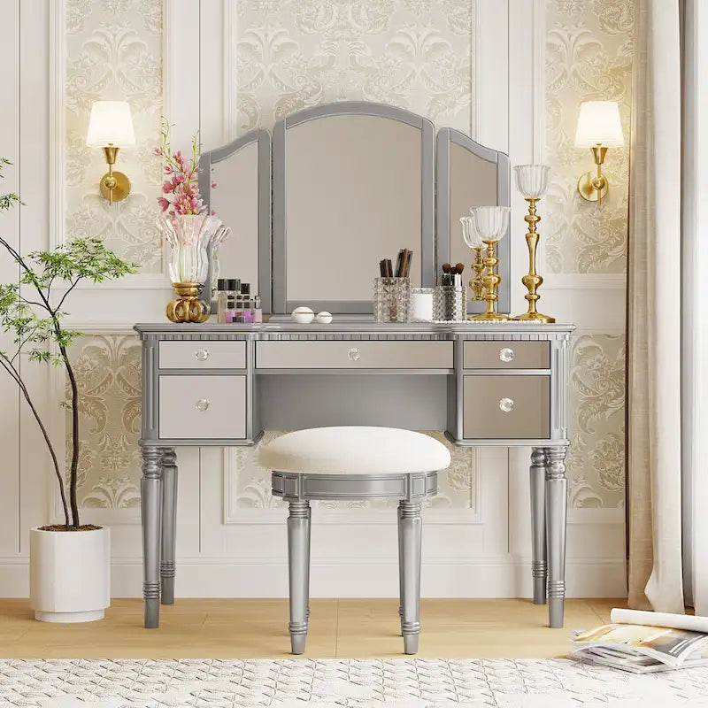 Laro Wood Vanity Set with Mirror by GDFStudio