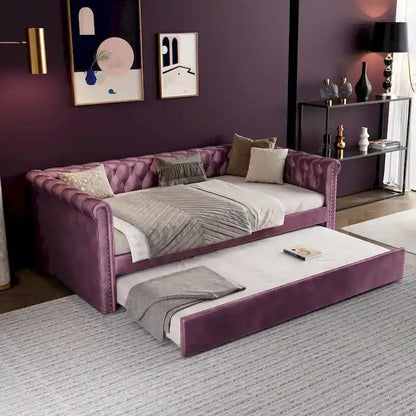 Christopher Knight Home - Augusta Velvet Upholstered Tufted Daybed with Trundle Design