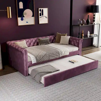 Christopher Knight Home - Augusta Velvet Upholstered Tufted Daybed with Trundle Design