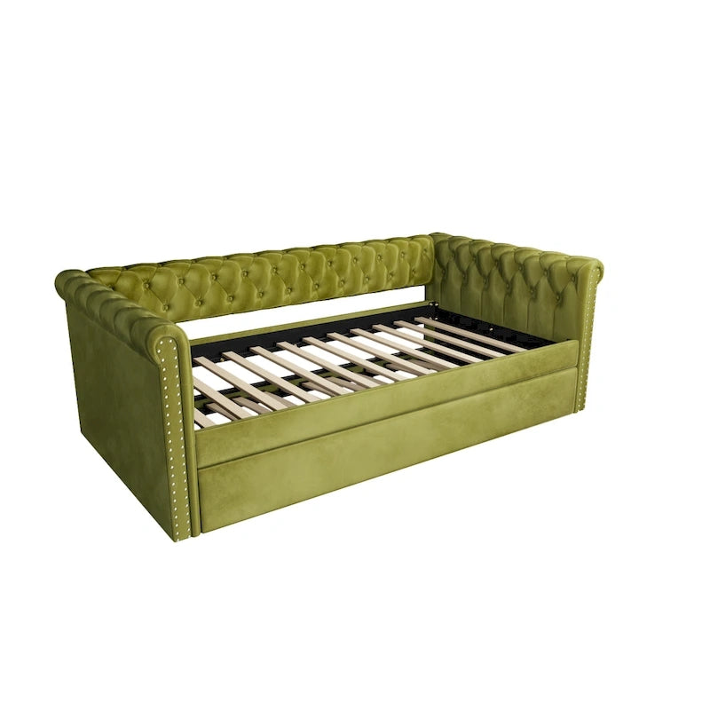 Christopher Knight Home - Augusta Velvet Upholstered Tufted Daybed with Trundle Design
