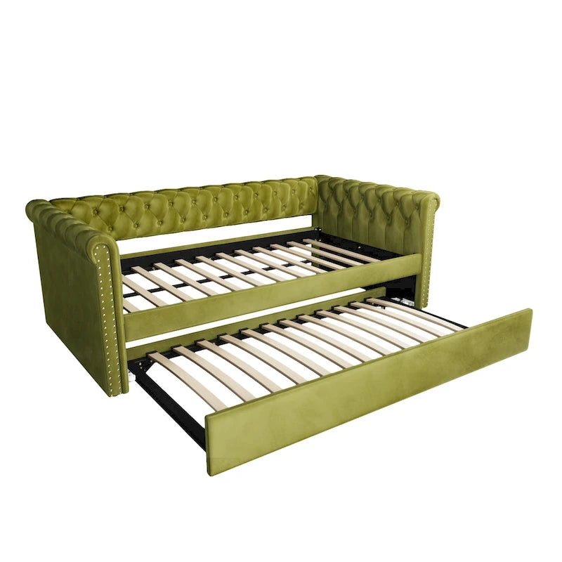 Christopher Knight Home - Augusta Velvet Upholstered Tufted Daybed with Trundle Design