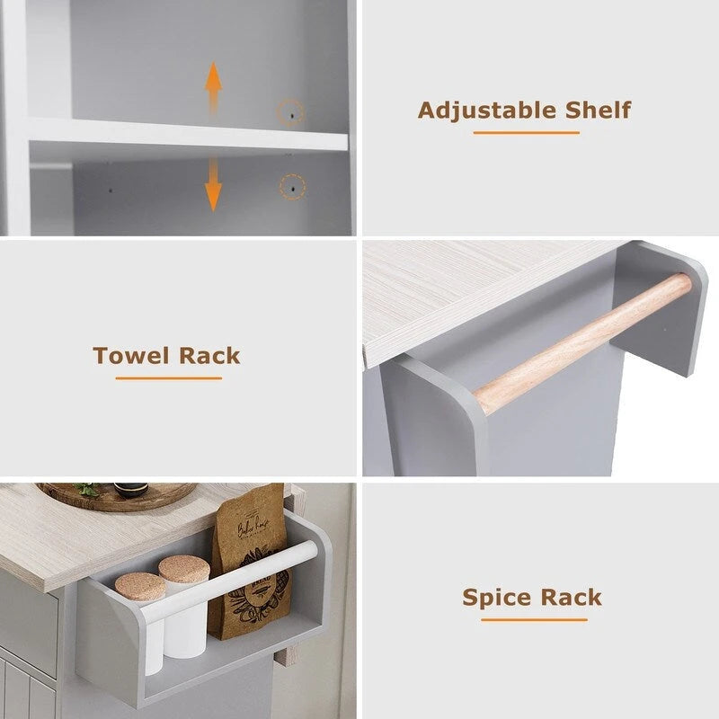 Alger Kitchen Island with Trash Can Storage Cabinet