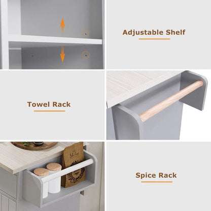 Alger Kitchen Island with Trash Can Storage Cabinet