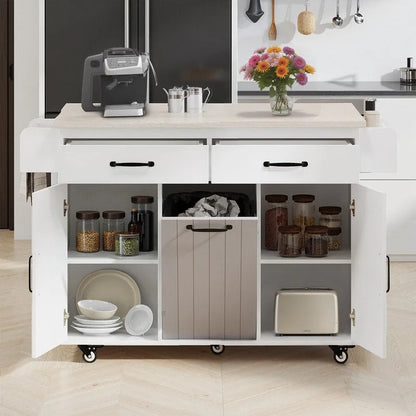 Alger Kitchen Island with Trash Can Storage Cabinet
