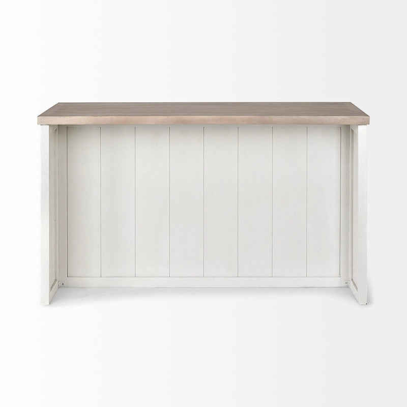 HomeRoots White And Brown Two Tone Wooden Kitchen Island With 3 Drawers - 30' X '34.5' X '60