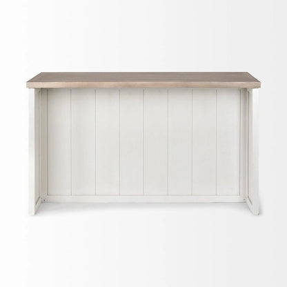 HomeRoots White And Brown Two Tone Wooden Kitchen Island With 3 Drawers - 30' X '34.5' X '60