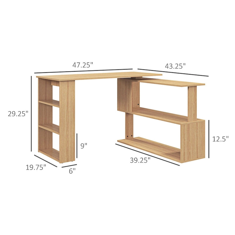 Modern L Shaped Computer Office Desk with Adjustable Support and Ample Storage Cell for Home Office or Small Spaces