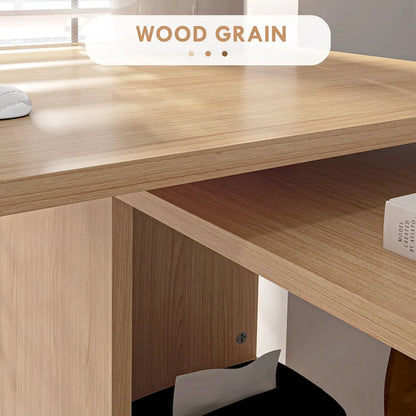 Modern L Shaped Computer Office Desk with Adjustable Support and Ample Storage Cell for Home Office or Small Spaces